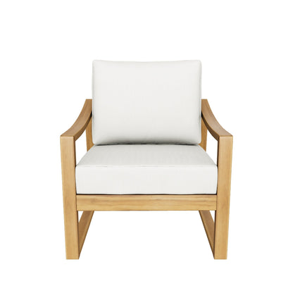 Johnlucas Outdoor Acacia Wood Club Chair with Cushion