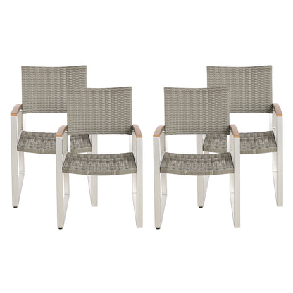 Augusta Outdoor Aluminum Dining Chairs with Faux Wood Accents
