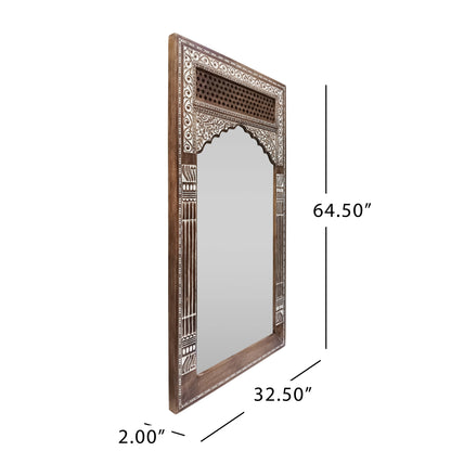 Wyola Traditional Handcrafted Mango Wood Carved Full Length Standing Mirror