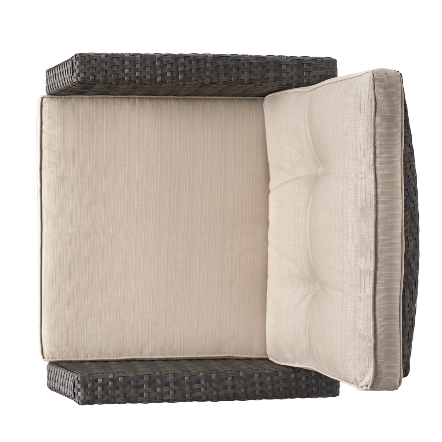 Solvista Outdoor Wicker 5 Piece with 4 Club Chair and Fire Pit Set with Cushions