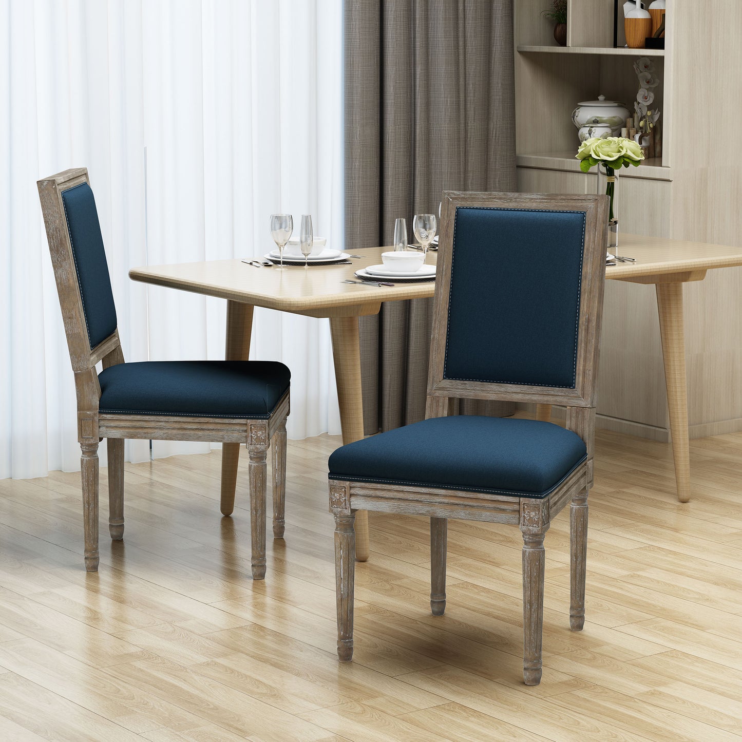 Margaret Traditional Fabric Dining Chairs (Set of 2)