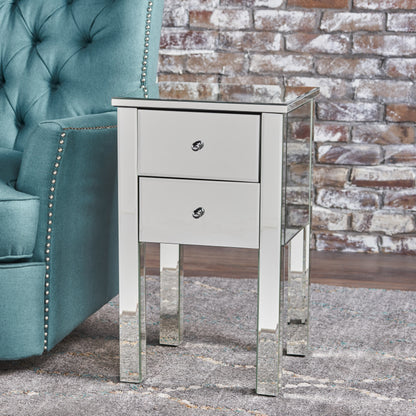 Seranade Mirror Finished 2 Drawer Side Table