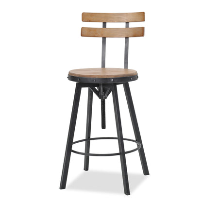 Poe Anique Finish Firwood Height Adjustable Bar Stool