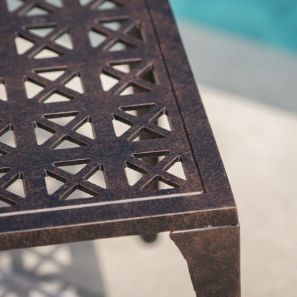 Kata Outdoor 18-inch Bronze Finished Cast Aluminum Side Table