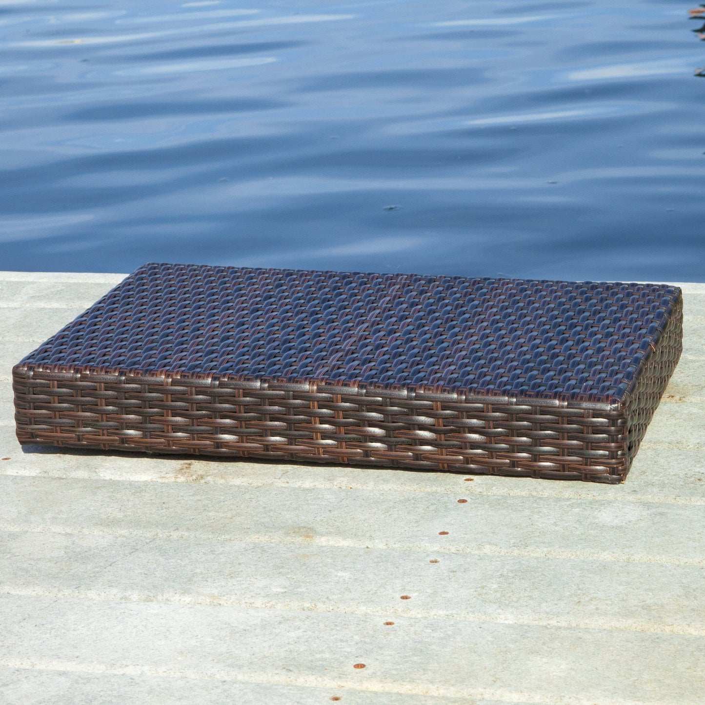 Lakeport Outdoor Brown Wicker Folding Side Table