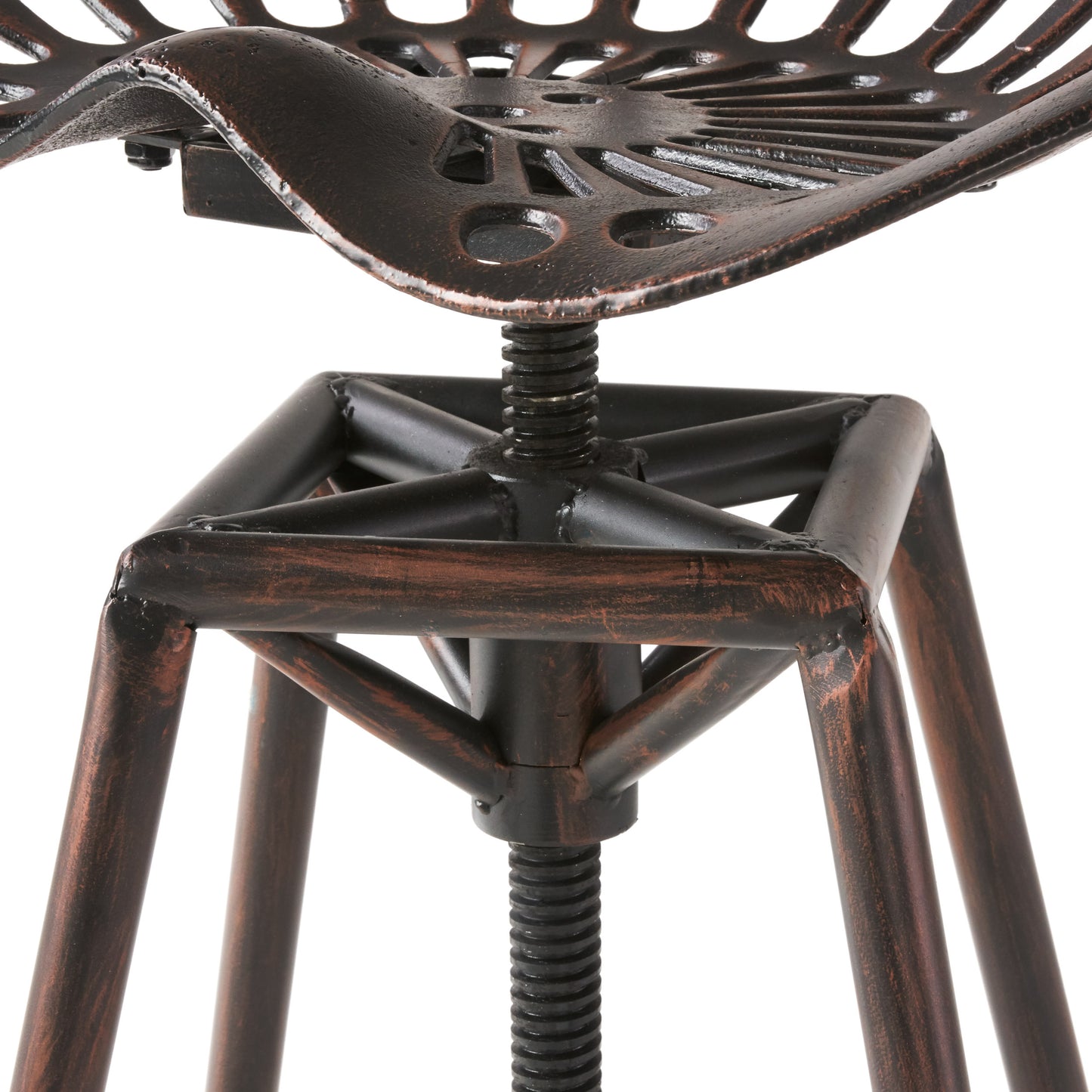 Charlie Industrial Metal Design Tractor Seat Adjustable Bar Stool (Black Brushed Copper)