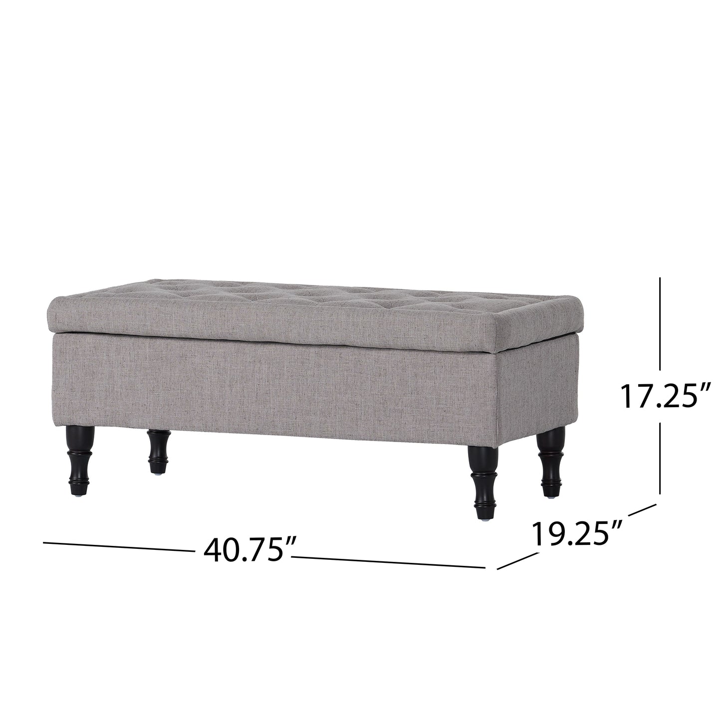 Logan Grey Fabric Storage Ottoman Bench