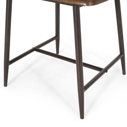 Southview Modern Industrial Iron and Wood 7 Piece Dining Table, Black and Dark Brown
