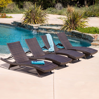 Lakeport Outdoor Adjustable Chaise Lounge Chairs (Set of 4)