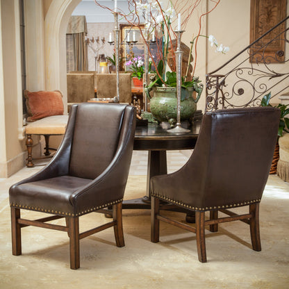 Claudia Contemporary Bonded Leather Upholstered Dining Chairs