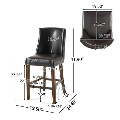 Rydel 27-Inch Brown Leather Nailhead Accent Counter Stools (Set of 2)