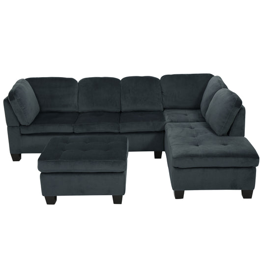 Gotham 3-piece Charcoal Fabric Sectional Sofa Set