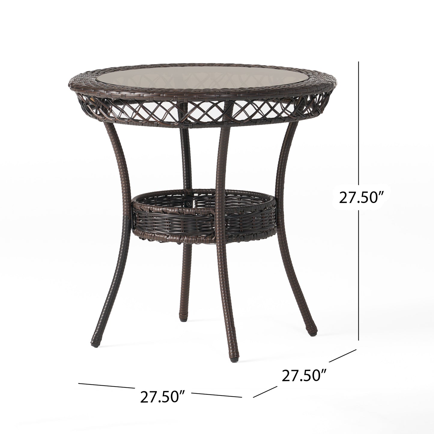 Paea Multi Brown PE 27-inch Glass Table