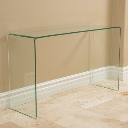 Modern Rectangular Clear 12mm Tempered Glass Console Table