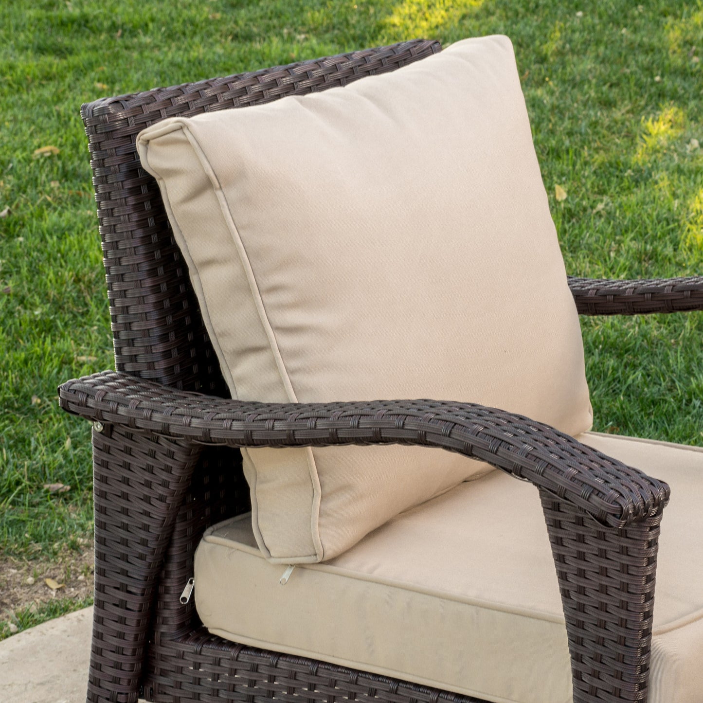 Maui Outdoor 3-piece Brown Wicker Chat Set with Cushions