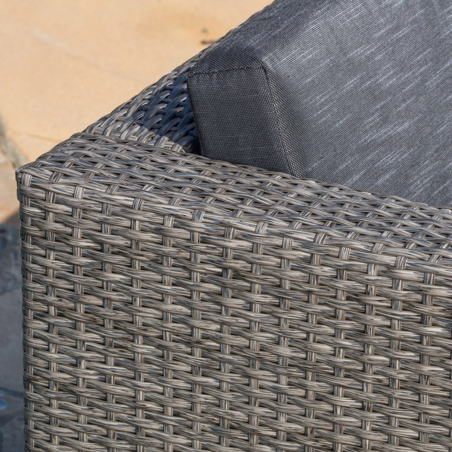 Lorita Outdoor 5-piece Dark Gray Wicker Sectional Sofa Set with Black Cushions