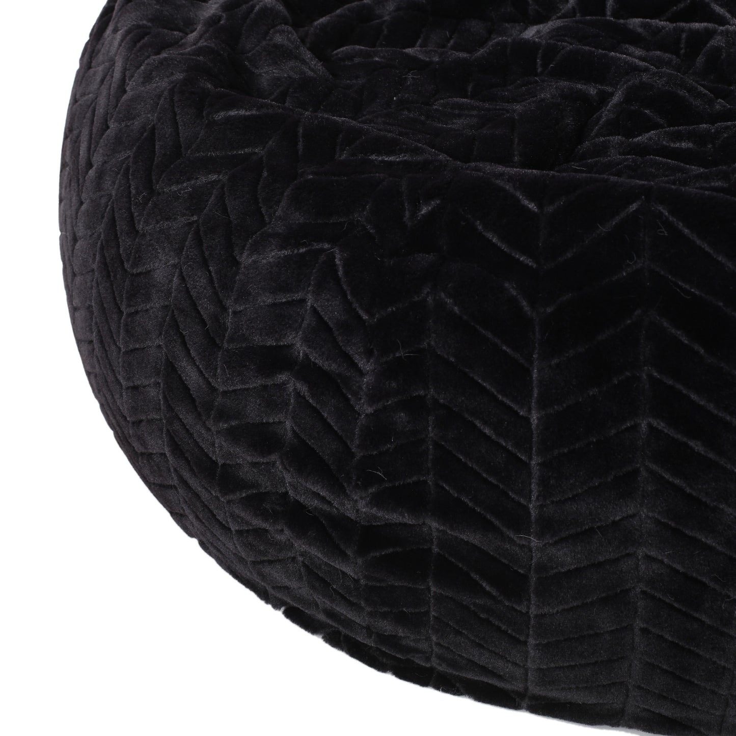 Meridian Modern 3 Ft Chevron Pattern Black Faux Fur Bean Bag