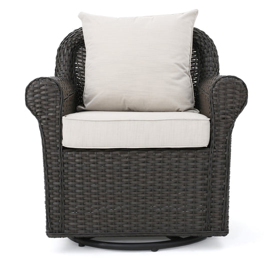 Admiral Outdoor Wicker Swivel Rocking Chair w/Water Resistant Cushions