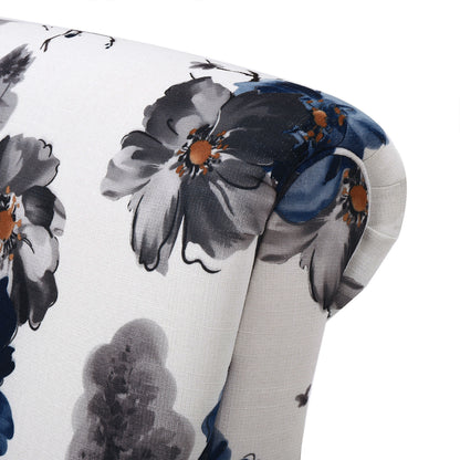 Manon Blue & White Floral Print Fabric Club Chair