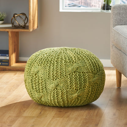 Ash Outdoor Handcrafted Modern Fabric Weave Pouf