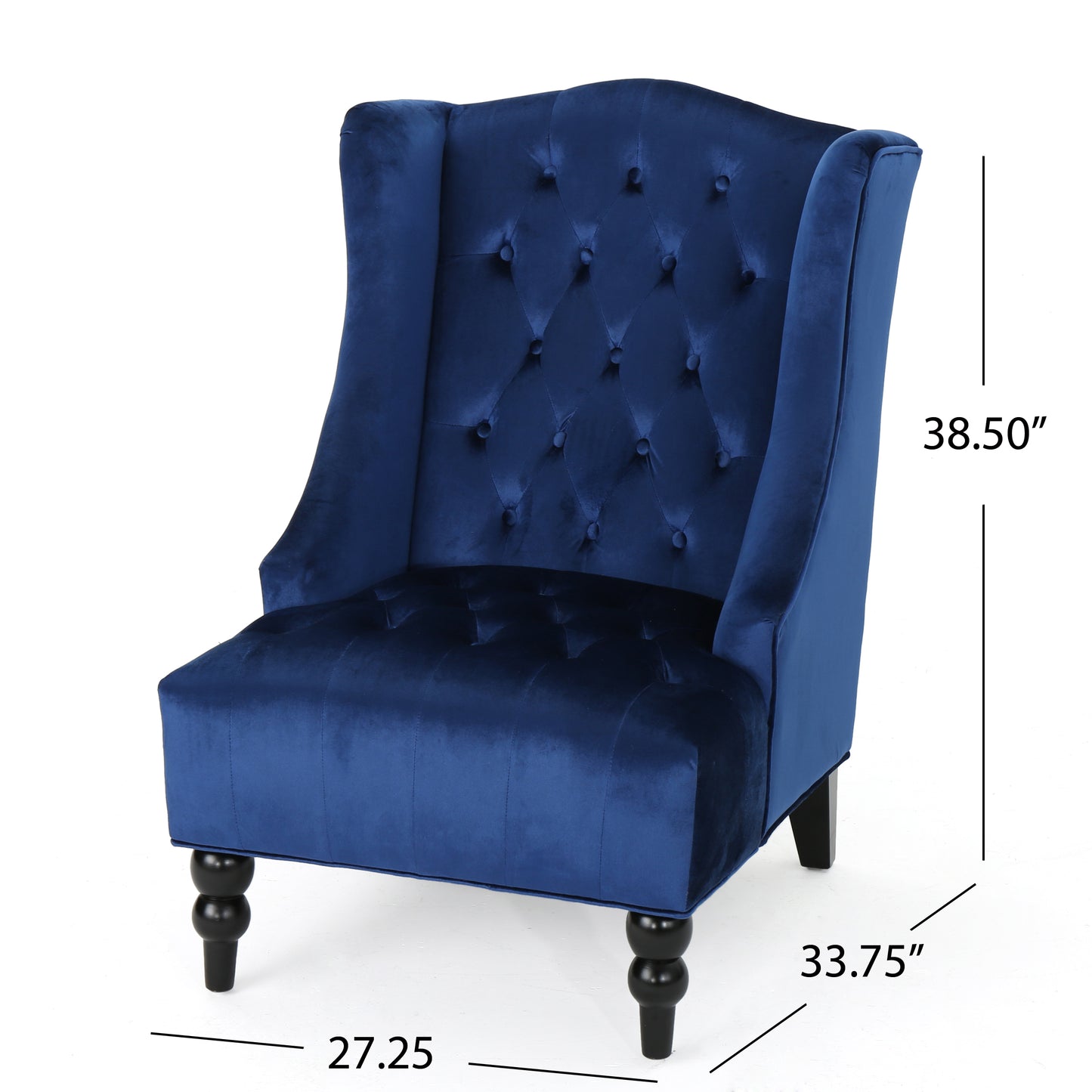 Talisa Winged High-Back Tufted New Velvet Club Chair