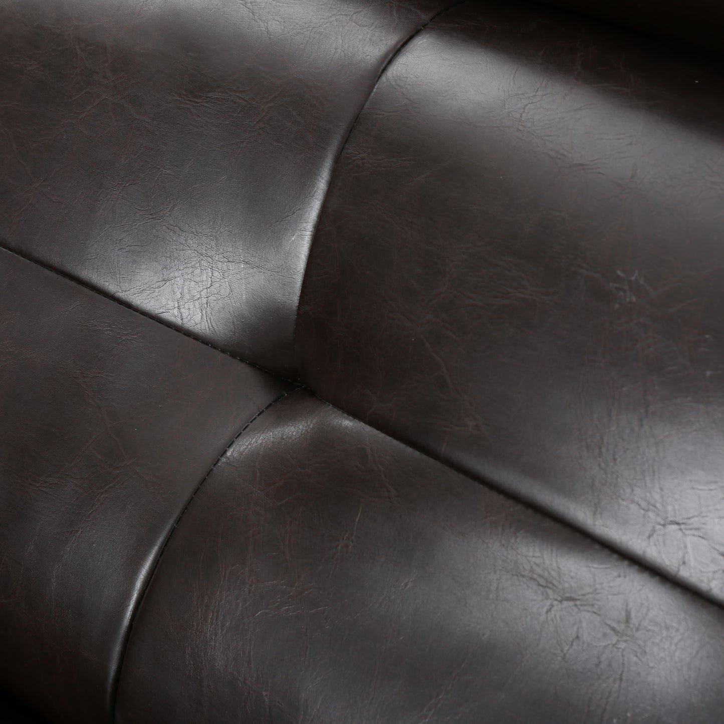 Hana Plush Cushion Tufted Back Leather Loveseat Recliner