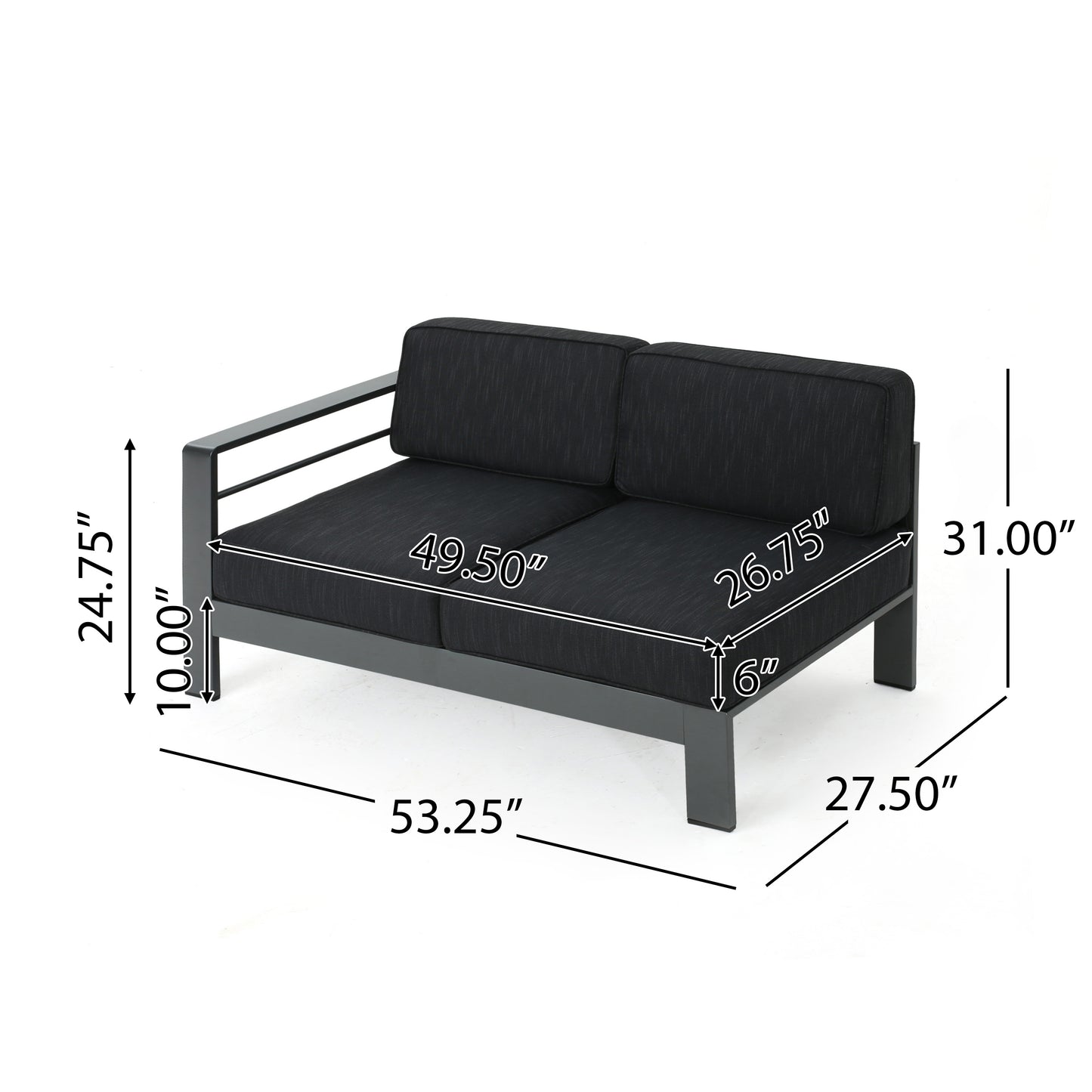 Coral Bay Outdoor Gray Aluminum 4 Piece V-Shape Sectional Sofa Set