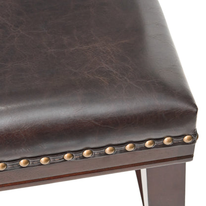 Estes Studded 30 Inch Brown Leather Saddle Barstool, Set of 2