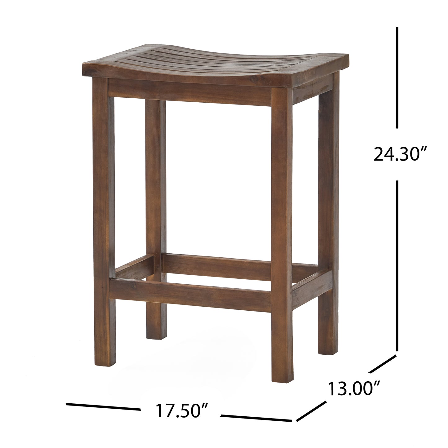 Doric Outdoor Mahogany Brown Finish Acacia Wood Counter Stools
