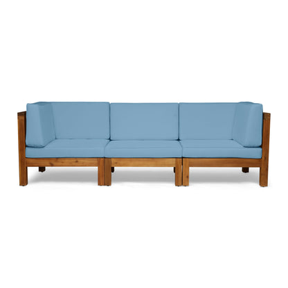 Brava Outdoor Modular Acacia Wood Sofa with Cushions