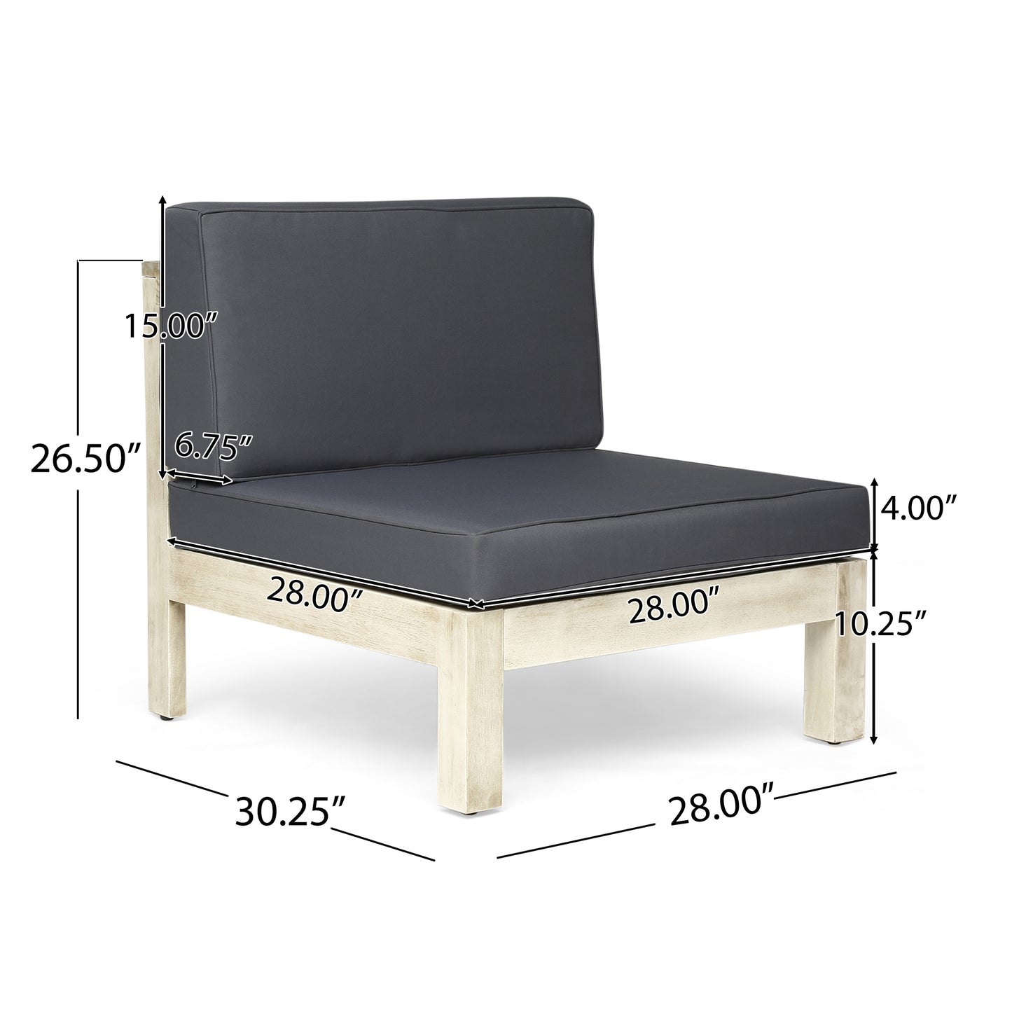 Brava Outdoor Acacia Wood 5 Seater Sectional Sofa Set with Water-Resistant Cushions