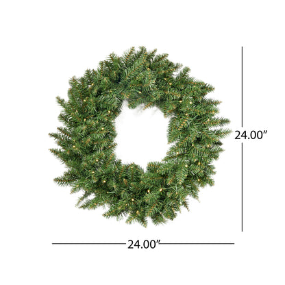 24-Inch Norway Spruce Pre-Lit Warm White LED Artificial Christmas Wreath