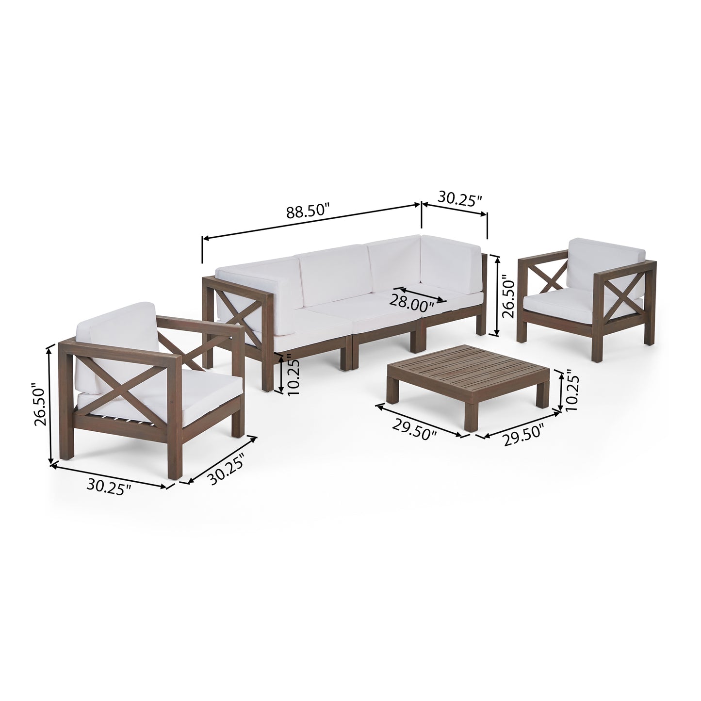 Morgan Outdoor 5 Seater Acacia Wood Sofa Chat Set