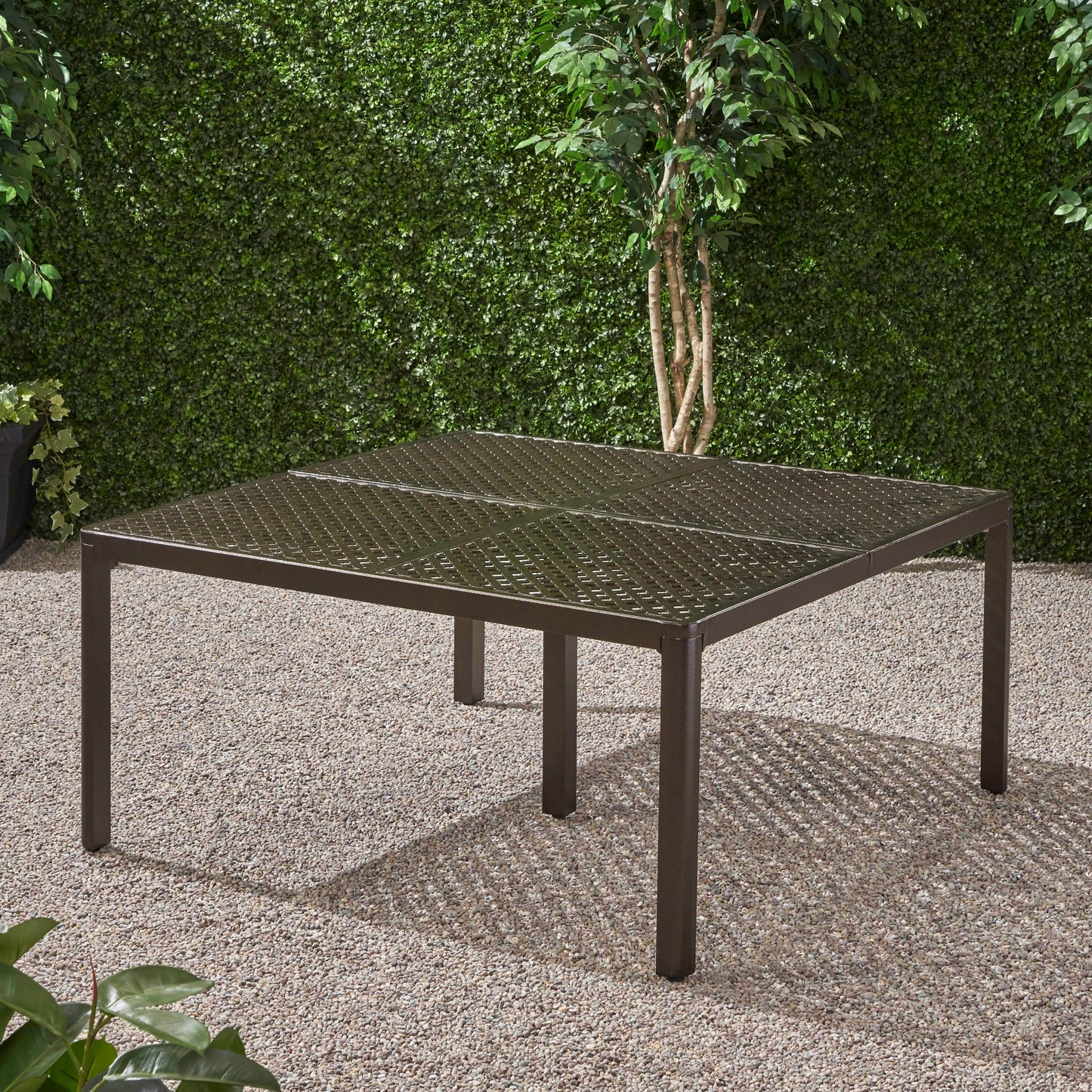 Frisco Modern Aluminum Dining Table with Woven Accents
