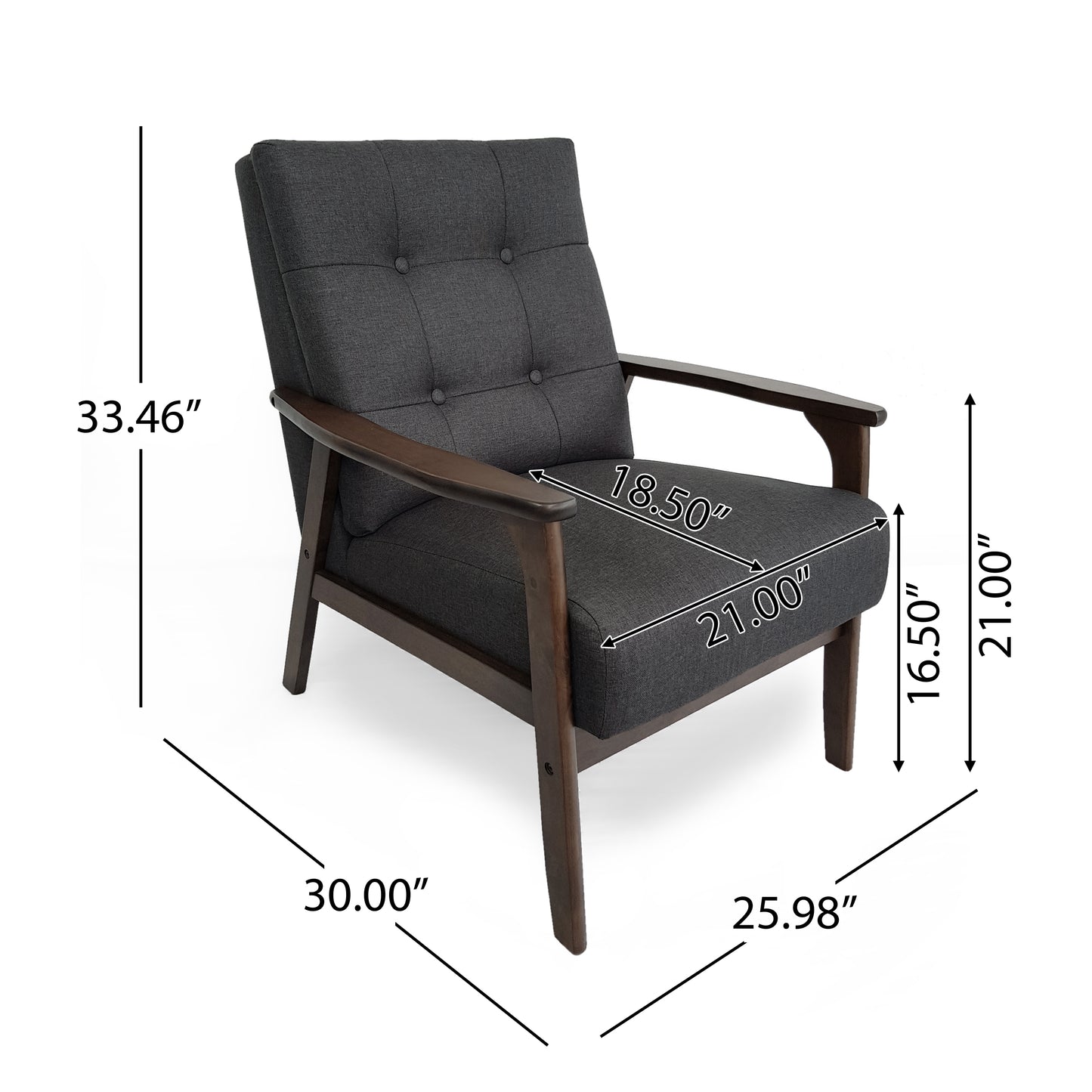 Maureen Mid-Century Modern 3-Piece Fabric Chairs & Love Seat Living Room Set
