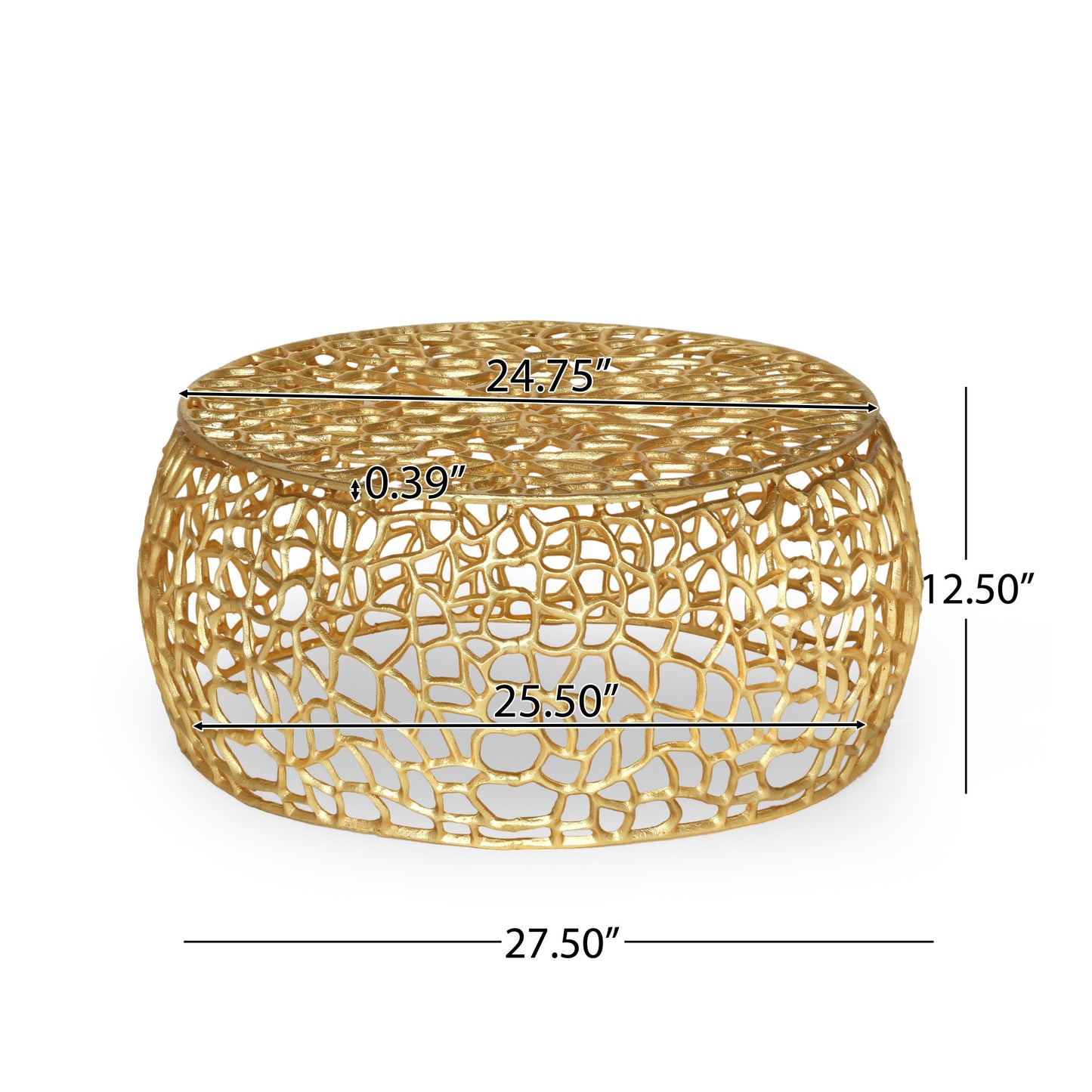 Aaleyah Modern Aluminum Mesh Coffee Table, Gold