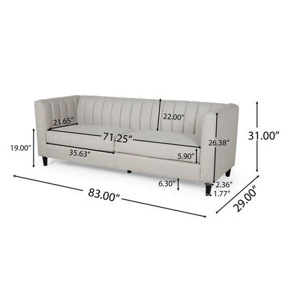 Darlin Contemporary Channel Stitched Fabric 3 Seater Sofa