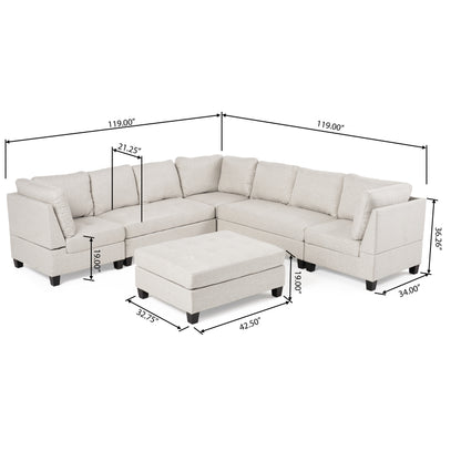 Jakyri Contemporary 7 Seater Fabric Sectional