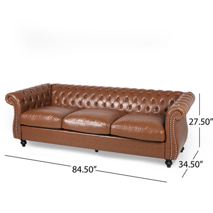 Madelena Chesterfield Tufted Sofa with Scroll Arms