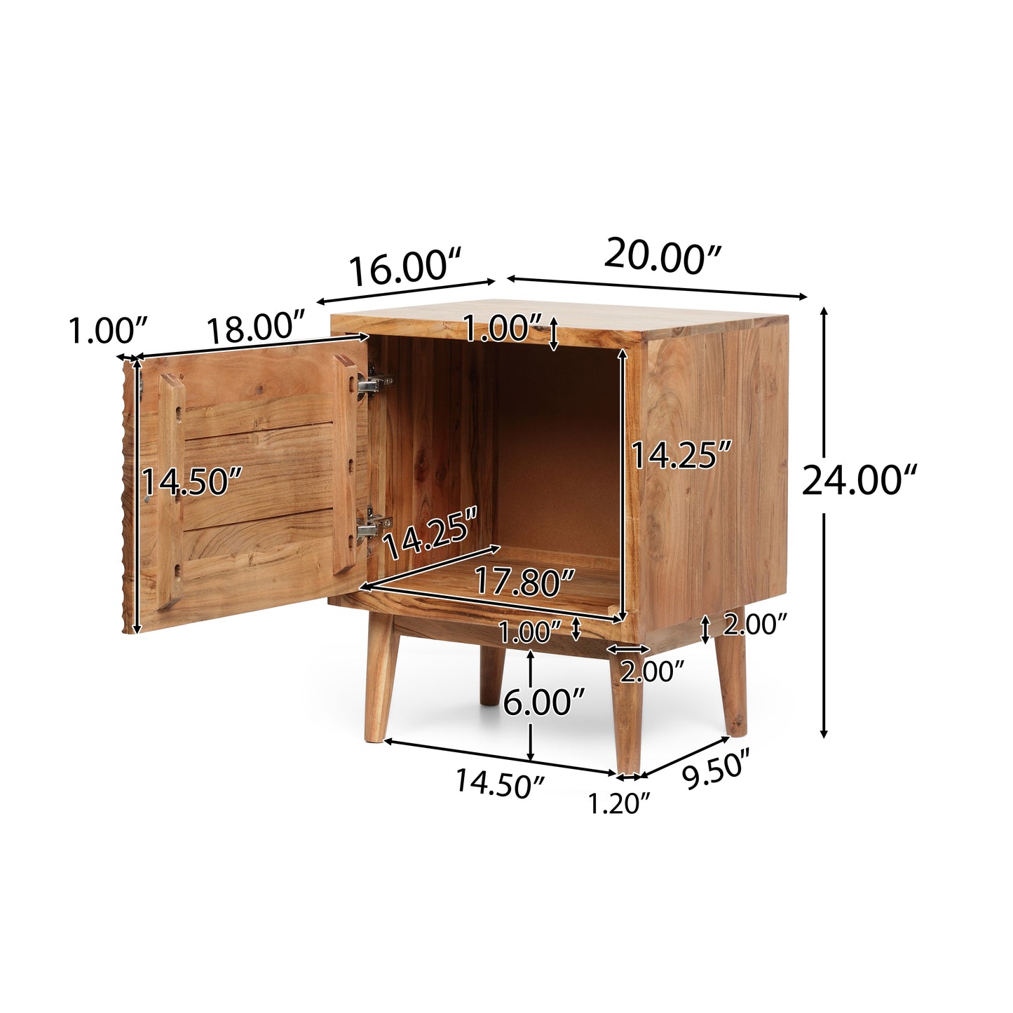 Luttrell Handcrafted Boho Acacia Wood Nightstand, Natural