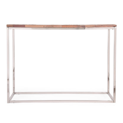 Brockton Boho Glam Handcrafted Wood Console Table, Natural and Silver