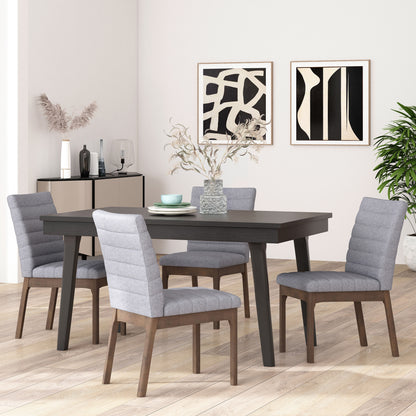Elisson Mid Century Modern Channel Stitch Dining Chairs, Set of 4