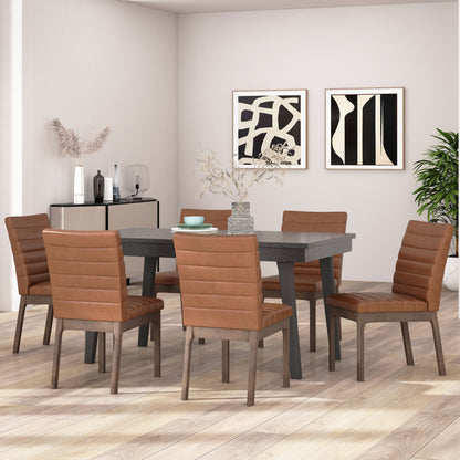 Elisson Mid Century Modern Channel Stitch Dining Chairs, Set of 6