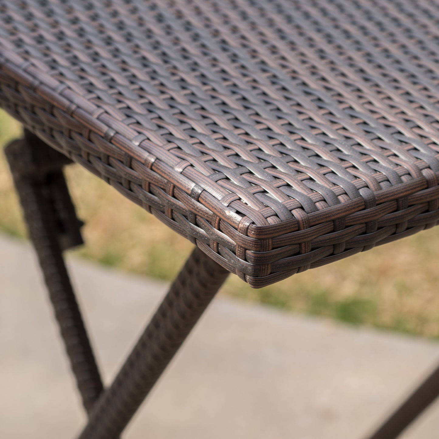 Marinelli Outdoor Folding Multi-Brown Wicker Square Bar Table