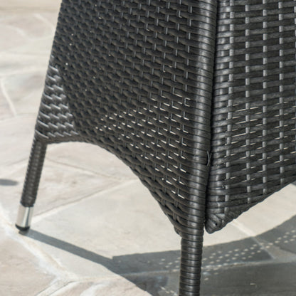 Bristle Outdoor Round Gray Wicker Bistro Table with Umbrella Hole