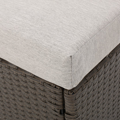 Budva Outdoor L-shape Brown Wicker Sofa w/ Ceramic Gray Cushions