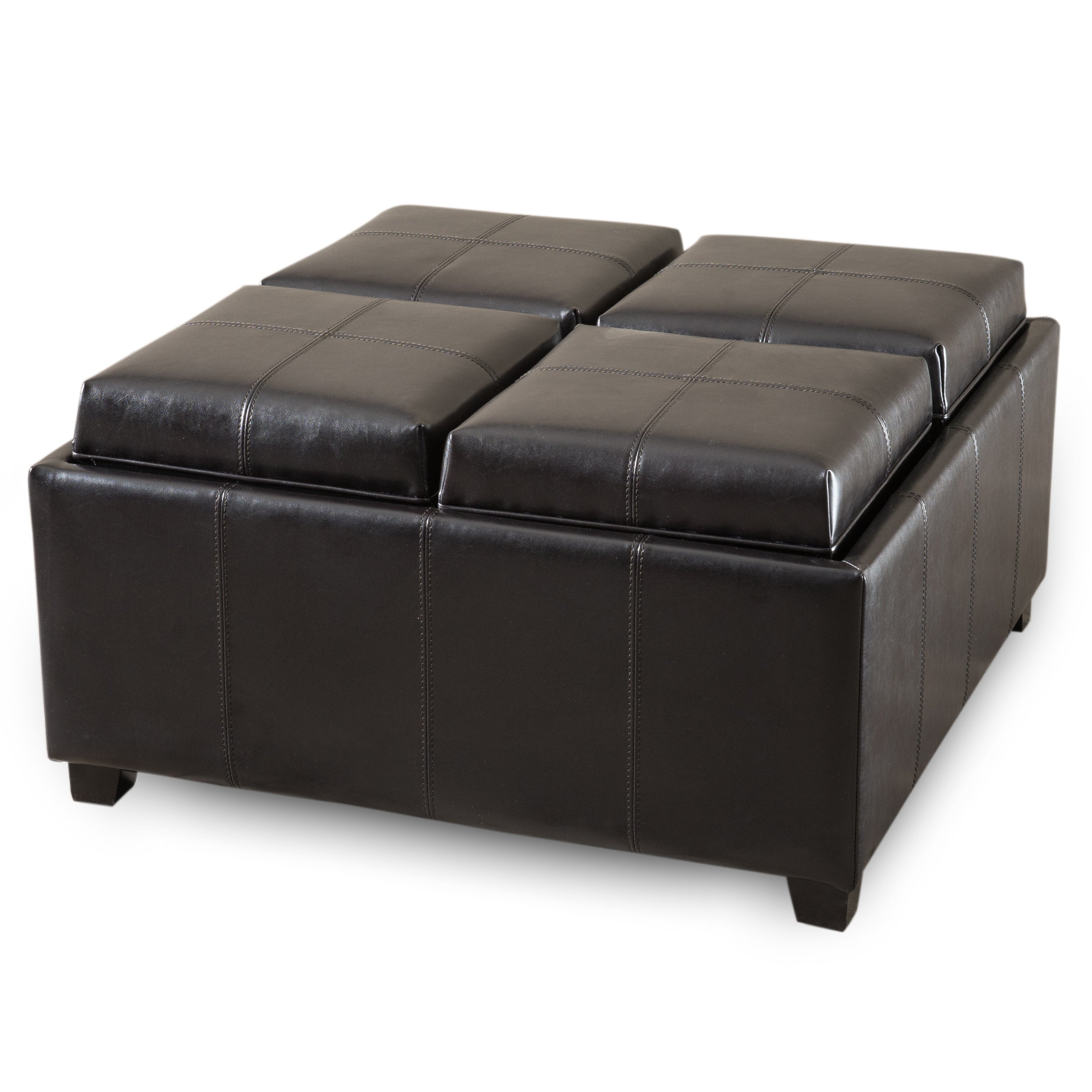 Storage ottoman with tray outlet top