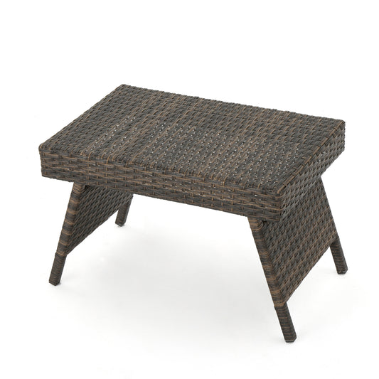 Lakeport Outdoor Mixed Mocah Wicker Adjustable Folding Side Table