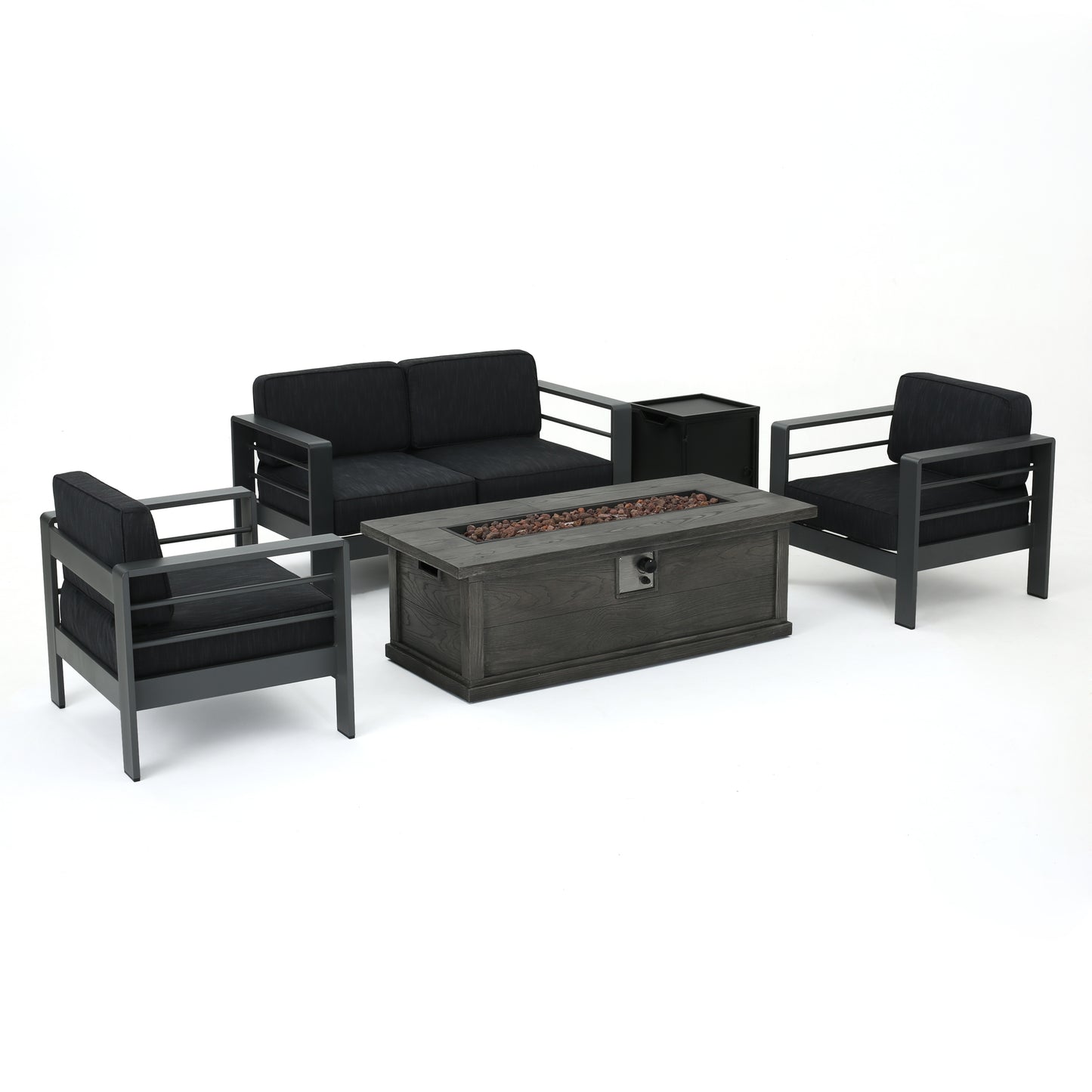 Coral Bay Outdoor Aluminum 5 Piece Chat Set with Fire Table