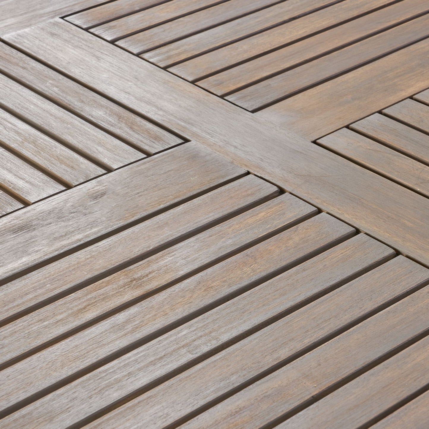 Dallas Outdoor 7 Piece Wood and Wicker Dining Set, Gray Finish and Gray